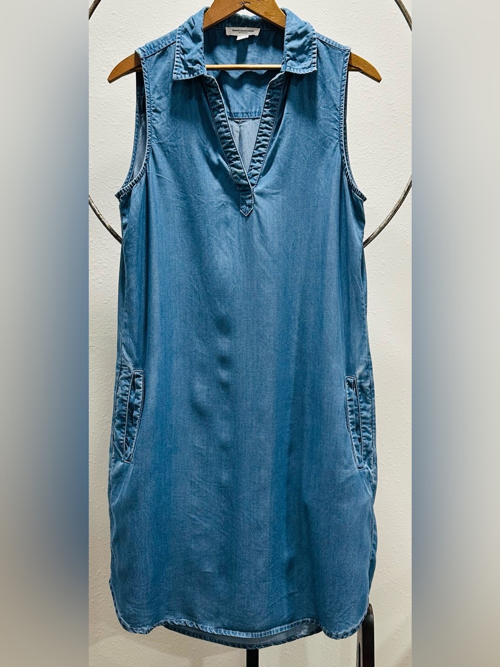 Beach Lunch Lounge Denim Small Dress Sleeveless Pockets